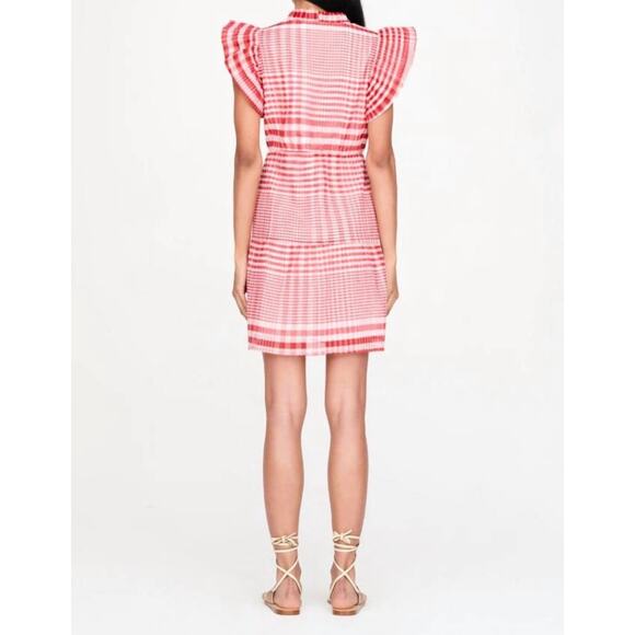 Marie Oliver Bay Mini Dress in Cherry Check Pattern Red & Pink Women's Medium - Picture 7 of 12